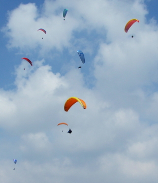 Paragliders thermalling at Devil's Dyke